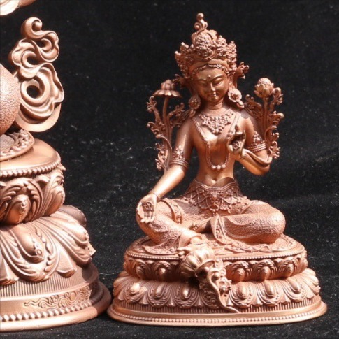 Pure Copper Green Tara Buddha Statue Tibetan Buddha Statue Red Copper Casting Religion Buddha Ornament - 图片 5