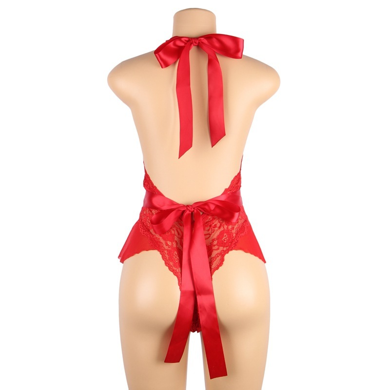 Lace Sexy One-Piece Pajamas With Backless Straps — image 6