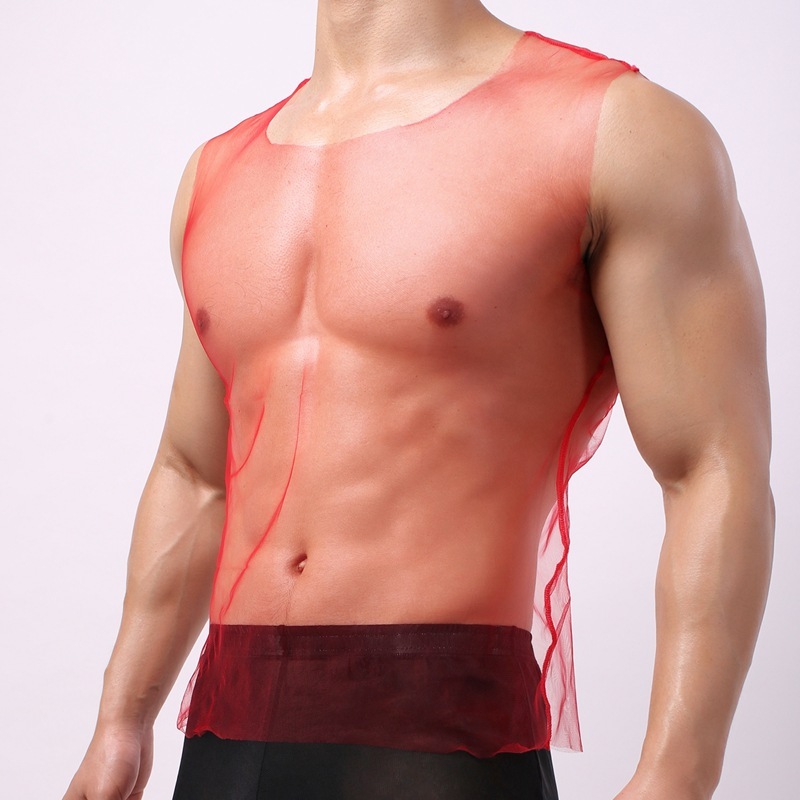 Mesh Full Transparent Racer Vest Loose Sexy Wide-shoulder Underwear — image 3