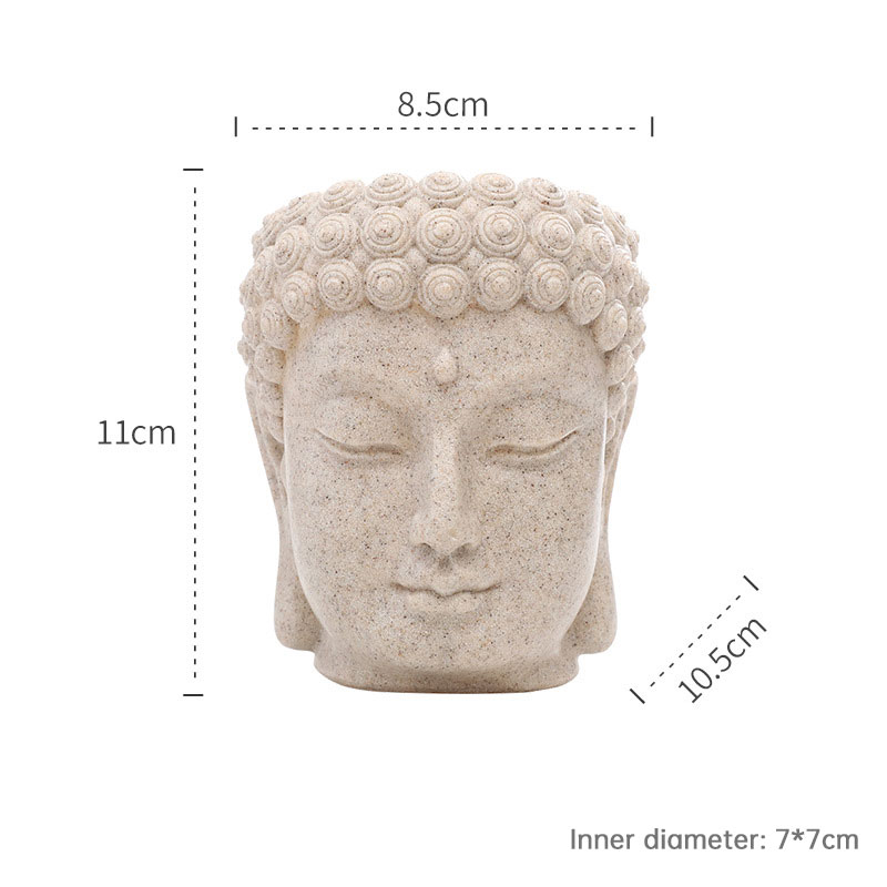 Buddha Head Flower Pot, Small Resin Succulent Planter, Garden Pot Home Office Desk Decoration