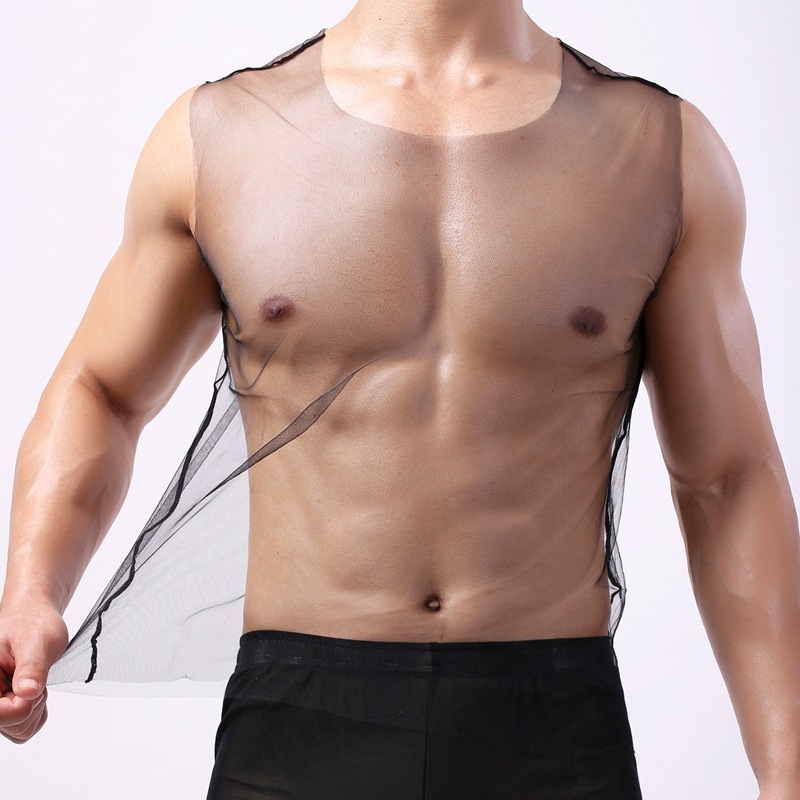 Mesh Full Transparent Racer Vest Loose Sexy Wide-shoulder Underwear — image 6