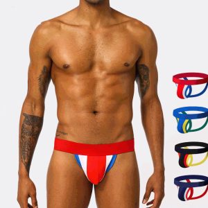 Thong Men's Cotton Underwear Low Waist Striped T Pants Trendy