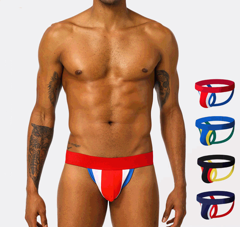 Thong Men's Cotton Underwear Low Waist Striped T Pants Trendy