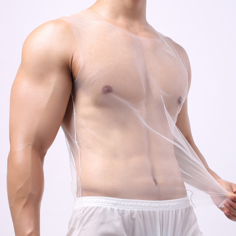 Mesh Full Transparent Racer Vest Loose Sexy Wide-shoulder Underwear — image 4