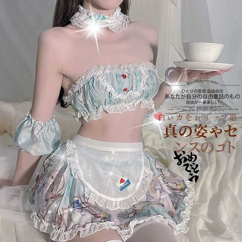 Printed Maid Maid Rabbit Uniform Set — image 5