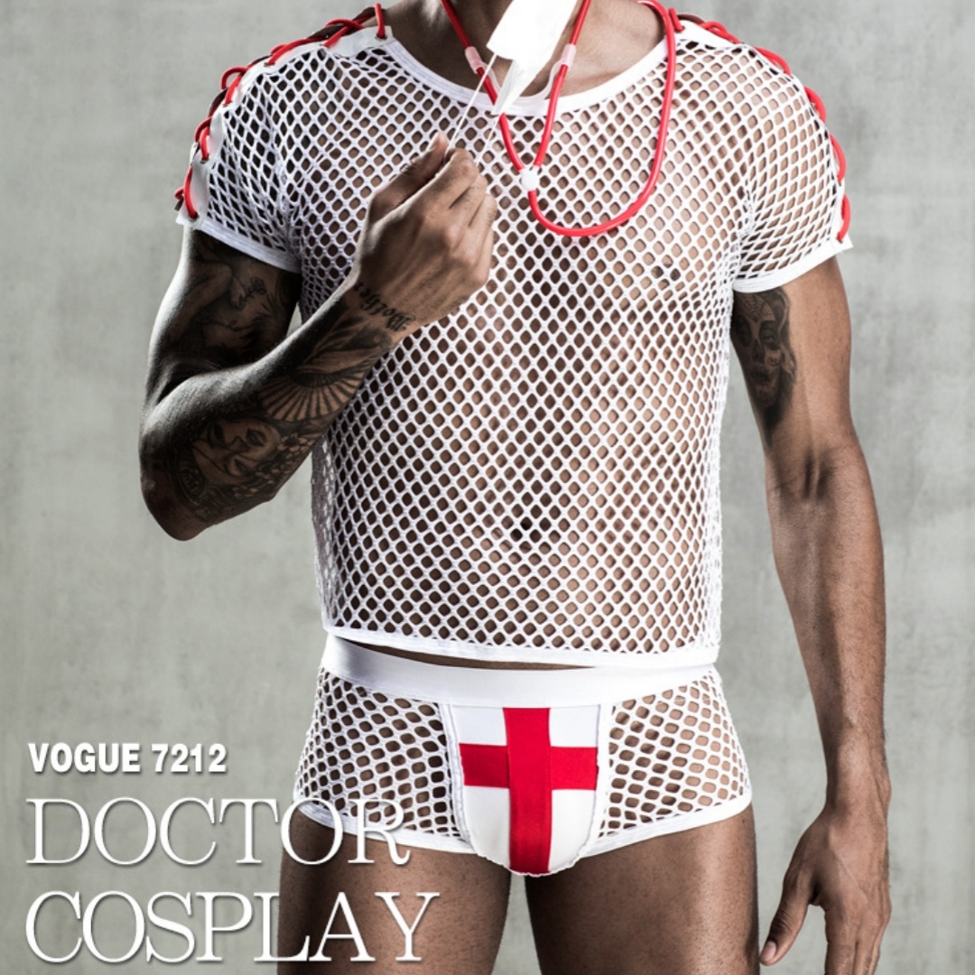 Men's Erotic Netting Wear White  Doctor Uniform Temptation European And American