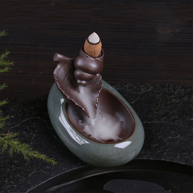 Back Flow Fragrant Purple Sand Ceramic Plate Shami Damogo Kiln Maitreya Buddha Creative Tower Incense Decoration