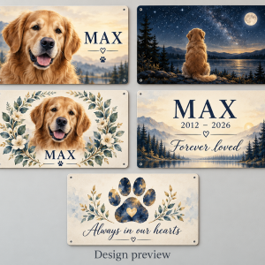 Personalized Pet Memorial Aluminum Sign Set of 5 — design preview