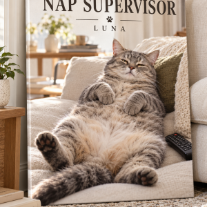Nap Supervisor - Personalized Pet Canvas — design preview