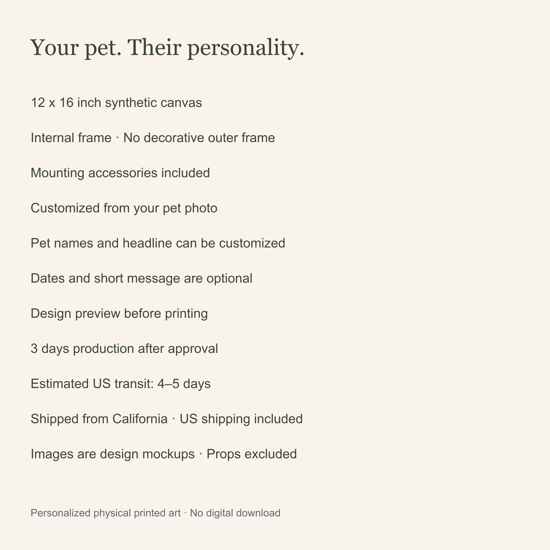 Tiny Diva - Personalized Pet Canvas — product details