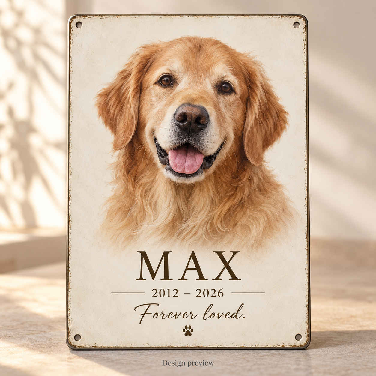 Personalized Pet Memorial Tin Sign - Quiet Love — design preview