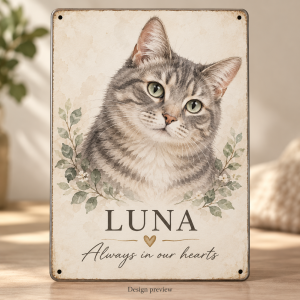 Watercolor Pet Memorial Tin Sign - Soft Memories — design preview