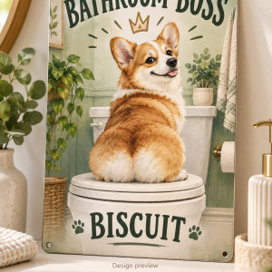 Bathroom Boss - Personalized Pet Tin Sign — design preview