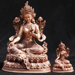 Pure Copper Green Tara Buddha Statue Tibetan Buddha Statue Red Copper Casting Religion Buddha Ornament
